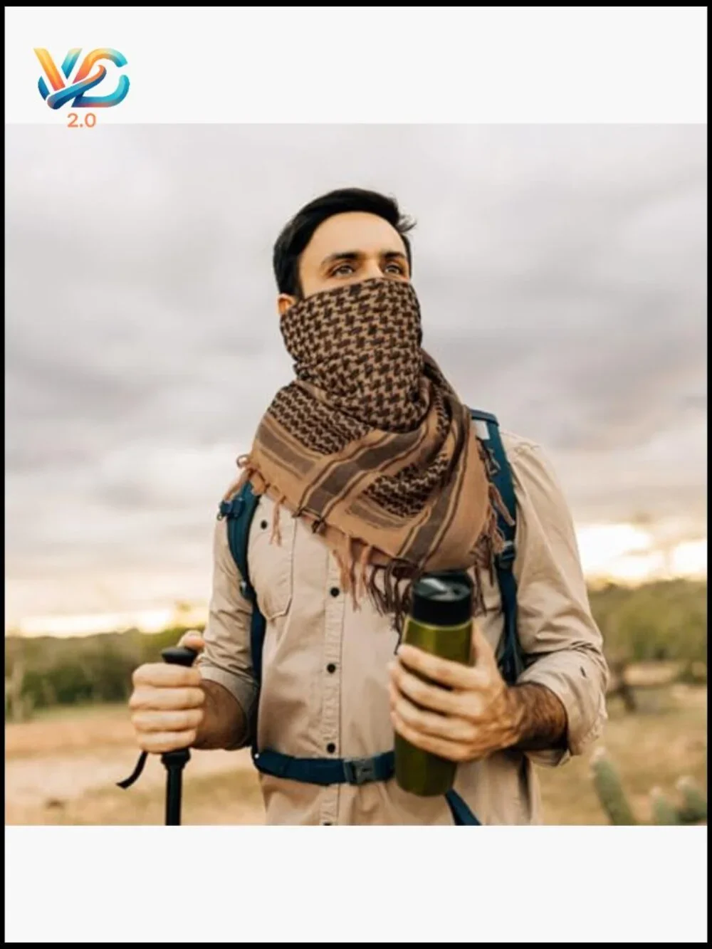 Tactical Shemagh Scarf 100% Cotton Keffiyeh Neck Wrap Unisex Outdoor